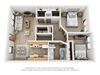 2 Bed - One Bath JM Lower Bedroom Layout 920 sq.ft. Two Bed One Bath